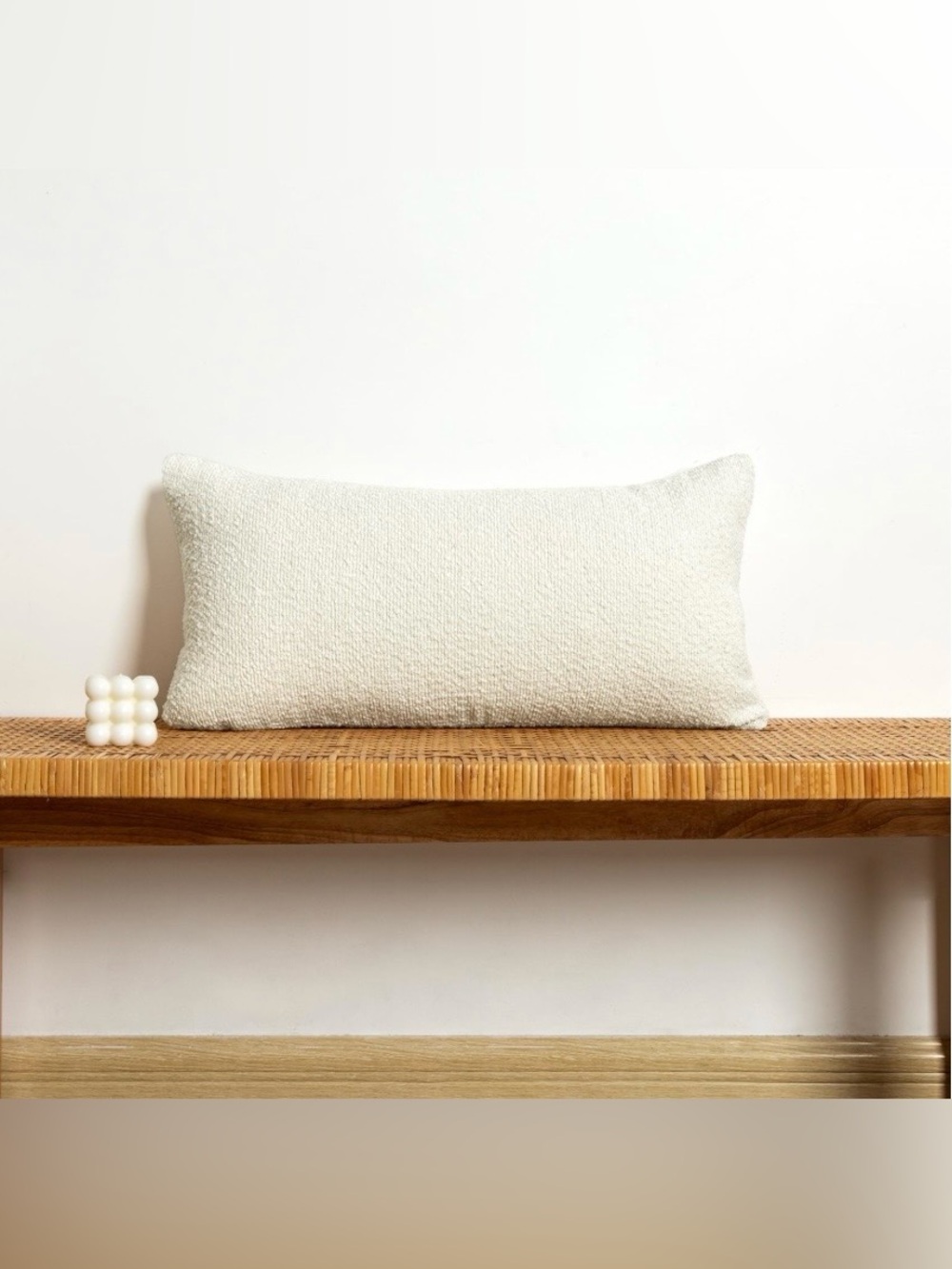 Boucle Lumbar Pillow Cover Rectangular 16x24” CREAM - Picture 11 of 11